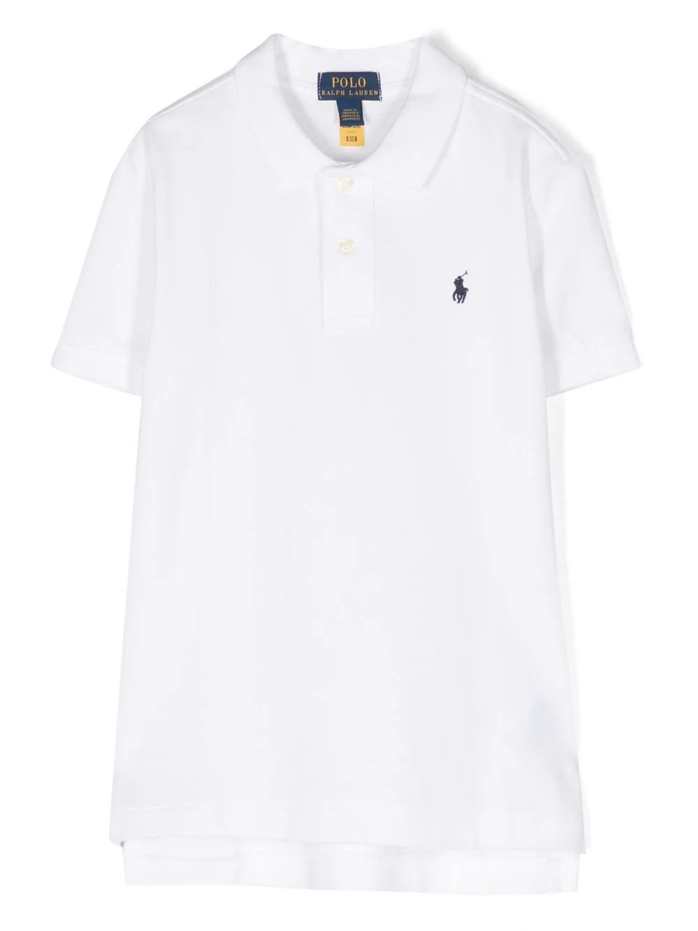 White Piquet Polo Shirt With Navy Blue Pony - RALPH LAUREN KIDS